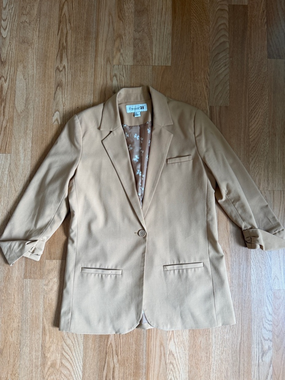 Forever 21 Beige Blazer with Floral Lining